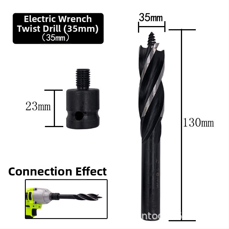 Rich Rock Șurubelniță electrică scurtă cu patru lame și patru canale pentru tâmplărie – adaptor prelungitor pentru găuri în plăci din lemn