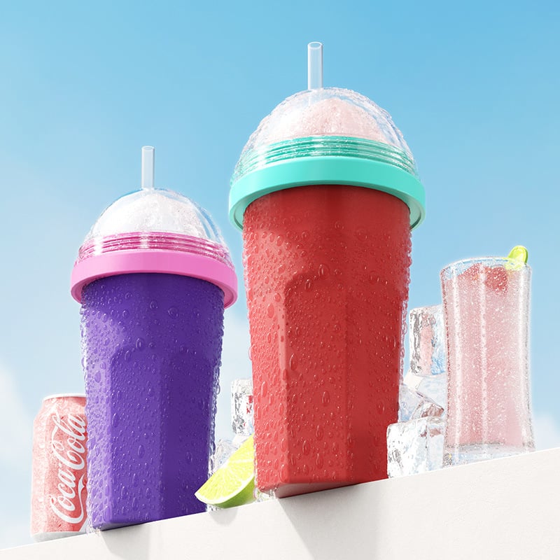 Κούπα για κρύα ποτά με καλαμάκι – καρτούν στυλ, υλικό PP, μάρκα Agada