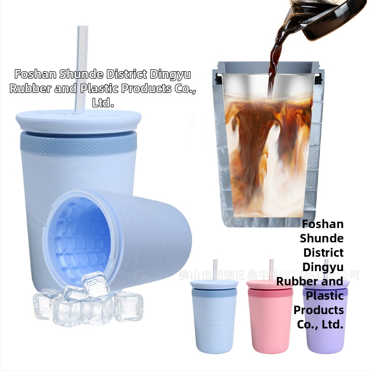 Dvojstenný pohár z nehrdzavejúcej ocele a silikónu, udržiava studené nápoje, možnosť vlastného loga