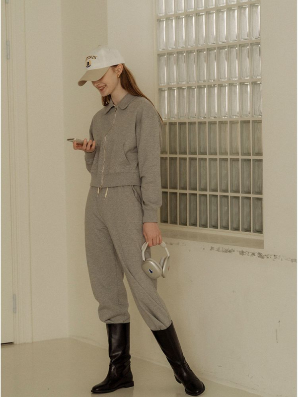 Ženski dvodijelni set: mikina s flecom i hlače, pamuk ≥95%, jesen-zima streetwear