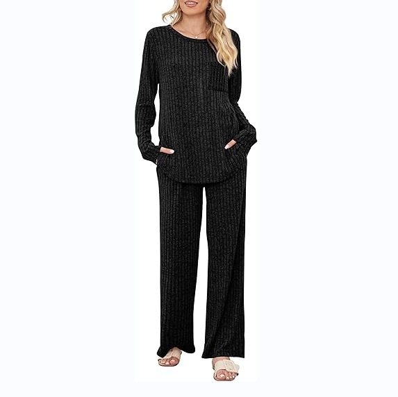 Ženski jacquard kostim s hlačama, top u T-shirt stilu, poliester/spandeks