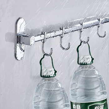 Стенно монтирана кухненска поставка за прибори с куки и държач за капаци, от неръждаема стомана с хромирано покритие, многофункционална, без пробиване