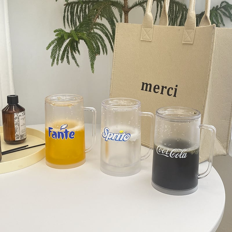 Пластмасова чаша за охлаждане с замразена течност, двойна стена, PS материал, персонализация налична, отпечатано лого