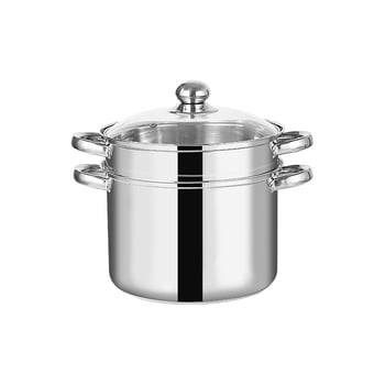 Πολυλειτουργική κατσαρόλα για ζυμαρικά με διπλό σύστημα ατμού, ανοξείδωτο ατσάλι, γυάλινο καπάκι, μοντέλο GC5484