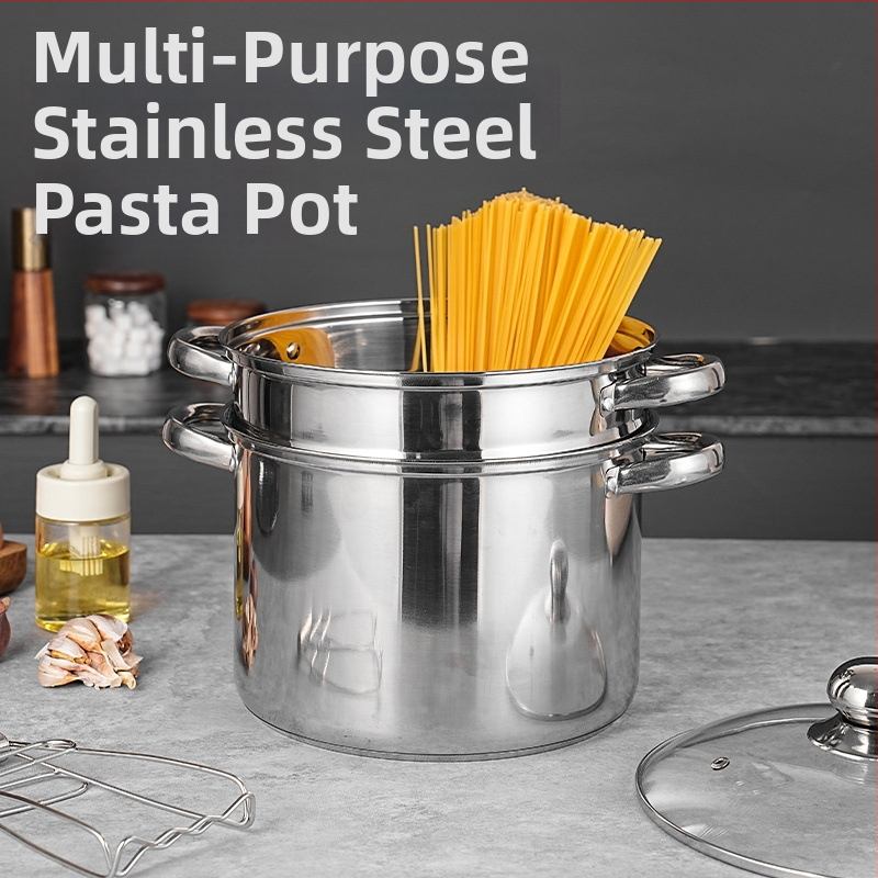 Viacúčelový hrniec na cestoviny s dvojúrovňovým parným systémom, nerezová oceľ, sklenené veko, model GC5484
