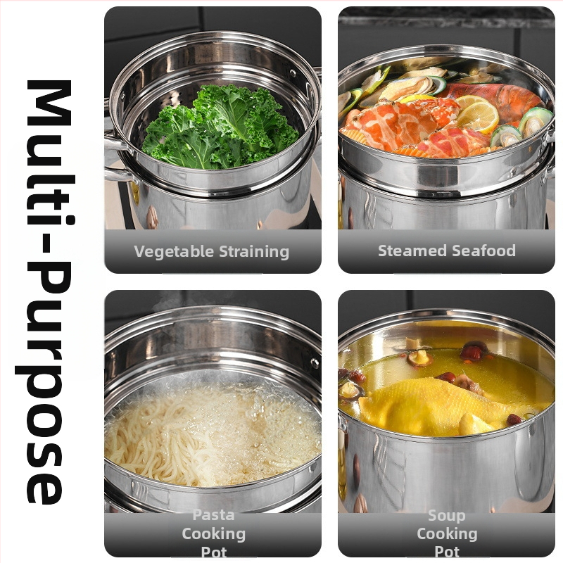 Viacúčelový hrniec na cestoviny s dvojúrovňovým parným systémom, nerezová oceľ, sklenené veko, model GC5484