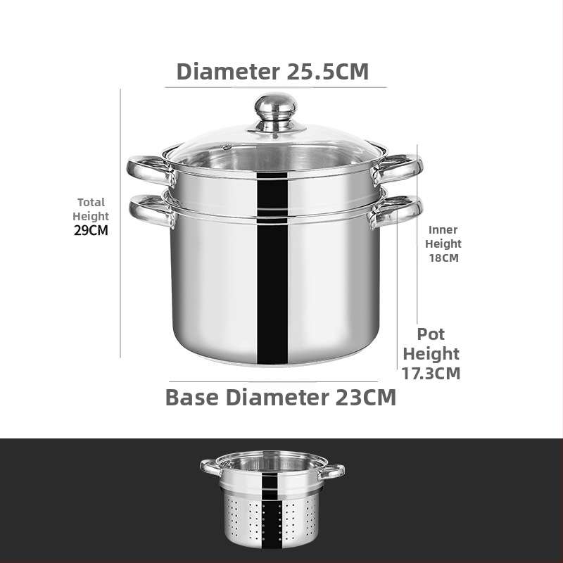 Viacúčelový hrniec na cestoviny s dvojúrovňovým parným systémom, nerezová oceľ, sklenené veko, model GC5484