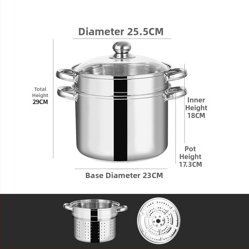 Viacúčelový hrniec na cestoviny s dvojúrovňovým parným systémom, nerezová oceľ, sklenené veko, model GC5484