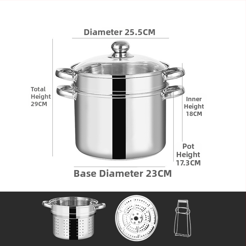 Viacúčelový hrniec na cestoviny s dvojúrovňovým parným systémom, nerezová oceľ, sklenené veko, model GC5484