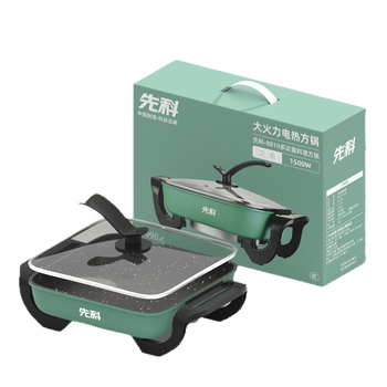 Oala electrică pentru uz casnic, pătrat, capacitate 3–4 L, putere 1200–1500 W, gătire multifuncțională: abur, prăjit, fiert, shabu-shabu și grătar