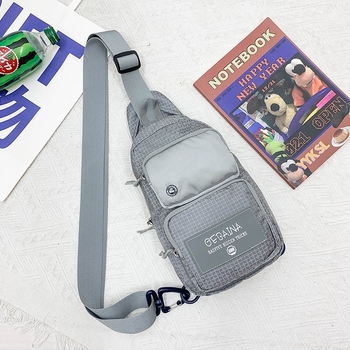Férfi mellkas táska Oxford anyagból, cipzáras, függőleges négyzet alakú, belső ID rekesz, betűs minta, városi egyszerű stílus