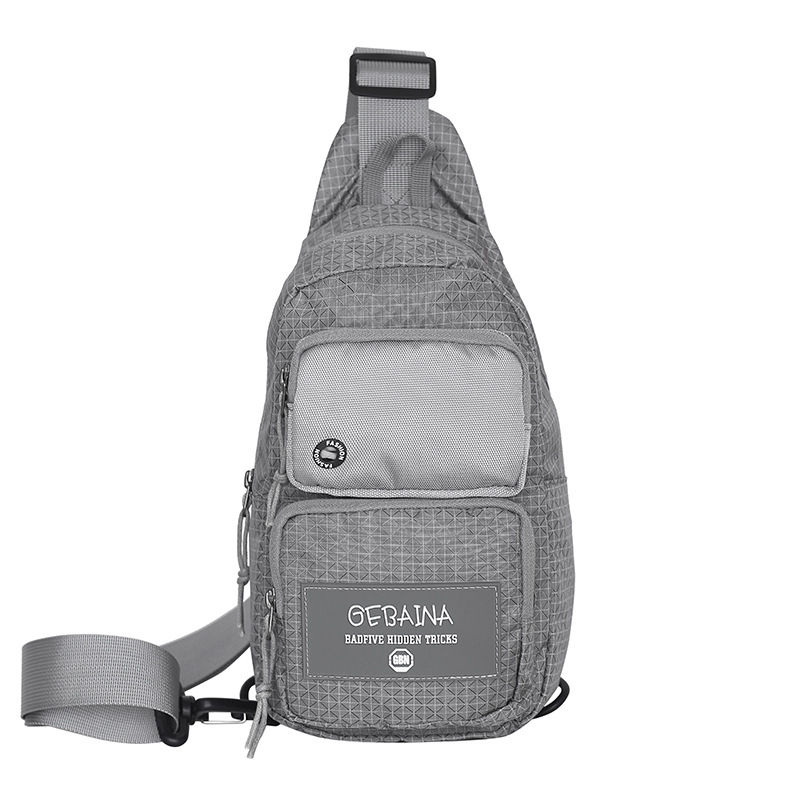 Férfi mellkas táska Oxford anyagból, cipzáras, függőleges négyzet alakú, belső ID rekesz, betűs minta, városi egyszerű stílus