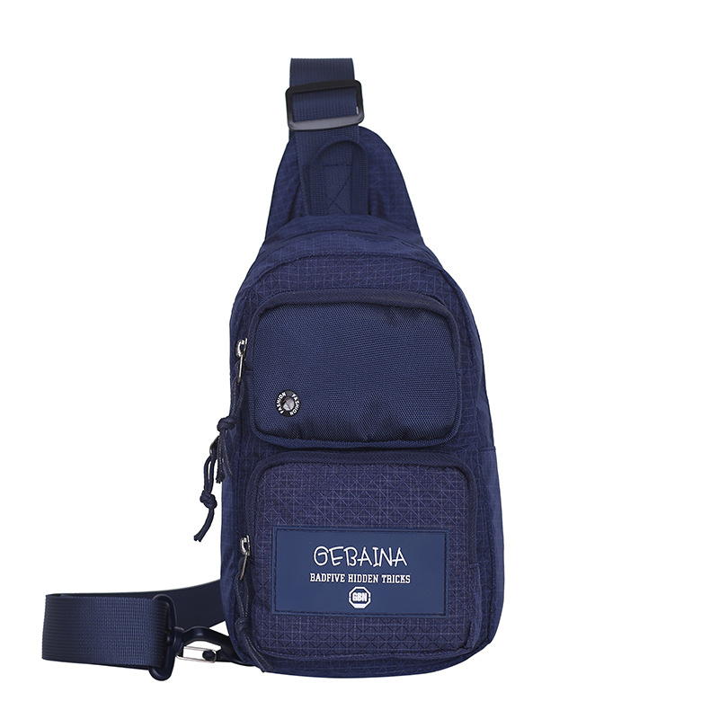 Férfi mellkas táska Oxford anyagból, cipzáras, függőleges négyzet alakú, belső ID rekesz, betűs minta, városi egyszerű stílus