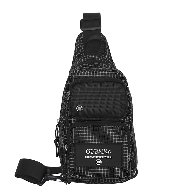 Férfi mellkas táska Oxford anyagból, cipzáras, függőleges négyzet alakú, belső ID rekesz, betűs minta, városi egyszerű stílus