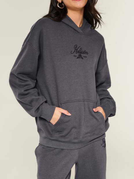 Hoodie i set trenirke s otiskom ruža, Y2K ulični stil, pamuk-poliester smjesa, duge rukave