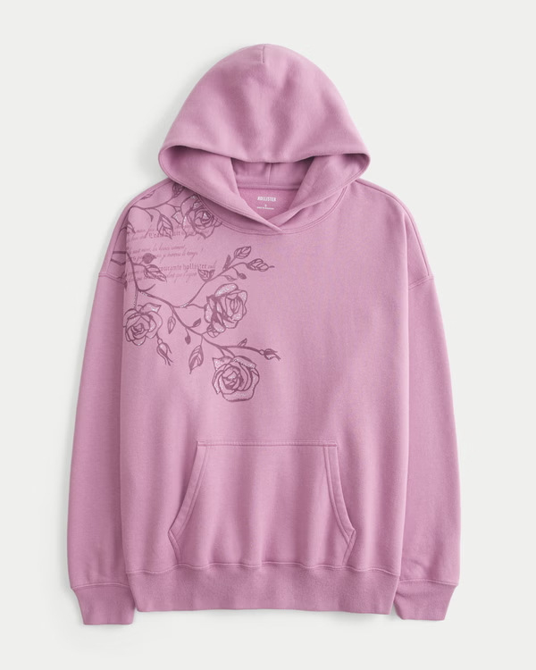 Hoodie i set trenirke s otiskom ruža, Y2K ulični stil, pamuk-poliester smjesa, duge rukave