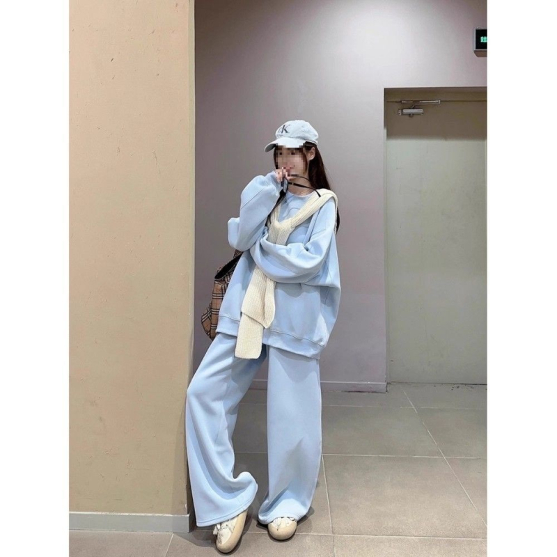 Set pantaloni casual din trei piese pentru femei, mâneci lungi, pantaloni trei sferturi (polyester, iarna 2025)