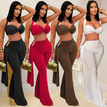 Ženski set s dugim hlačama i bez rukava – Milk Silk, polyester/elastan, patchwork detalj, ljeto 2025