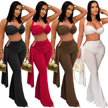 Ženski set s dugim hlačama i bez rukava – Milk Silk, polyester/elastan, patchwork detalj, ljeto 2025