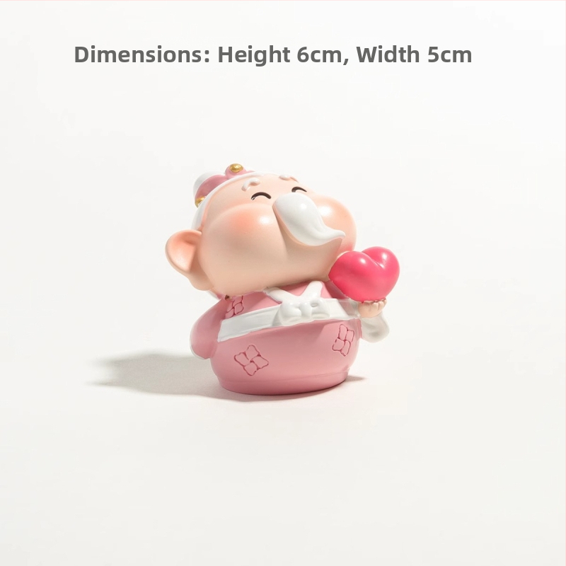 Munkaasztali dísz: Amitábha Buda és a Gazdagság Istene, gyanta, aranyos stílus, ajándék osztálytárs születésnapjára vagy karácsonyra