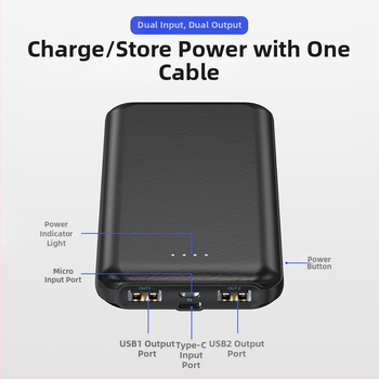 Φορητός φορτιστής μπαταρίας 2.4A γρήγορη φόρτιση, 10000 mAh, Μπαταρία πολυμερούς λιθίου, 12W έξοδος, Πολλαπλές θύρες USB