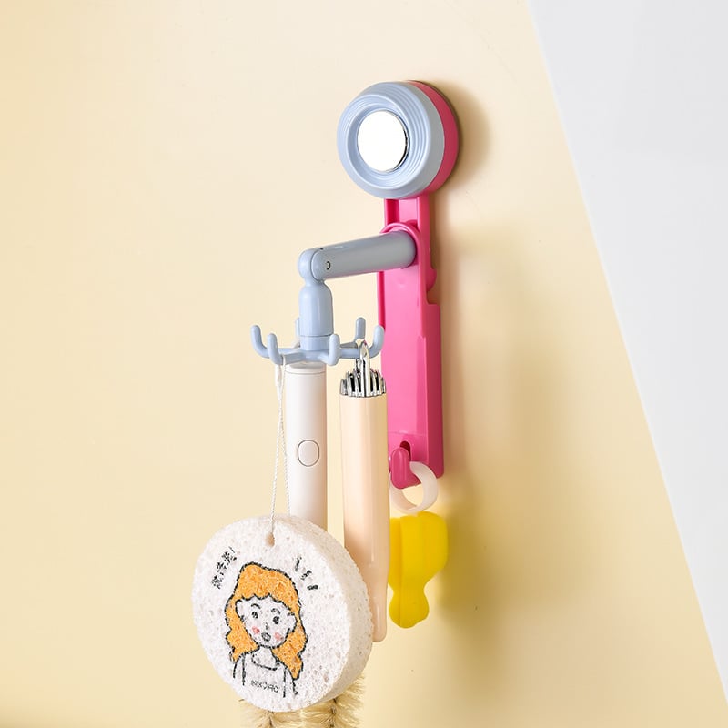 Late wind ABS стенен кухненски органайзер с вакуумна чашка, въртящи се шест зъби за съдове и прибори, тегло 83.5 g