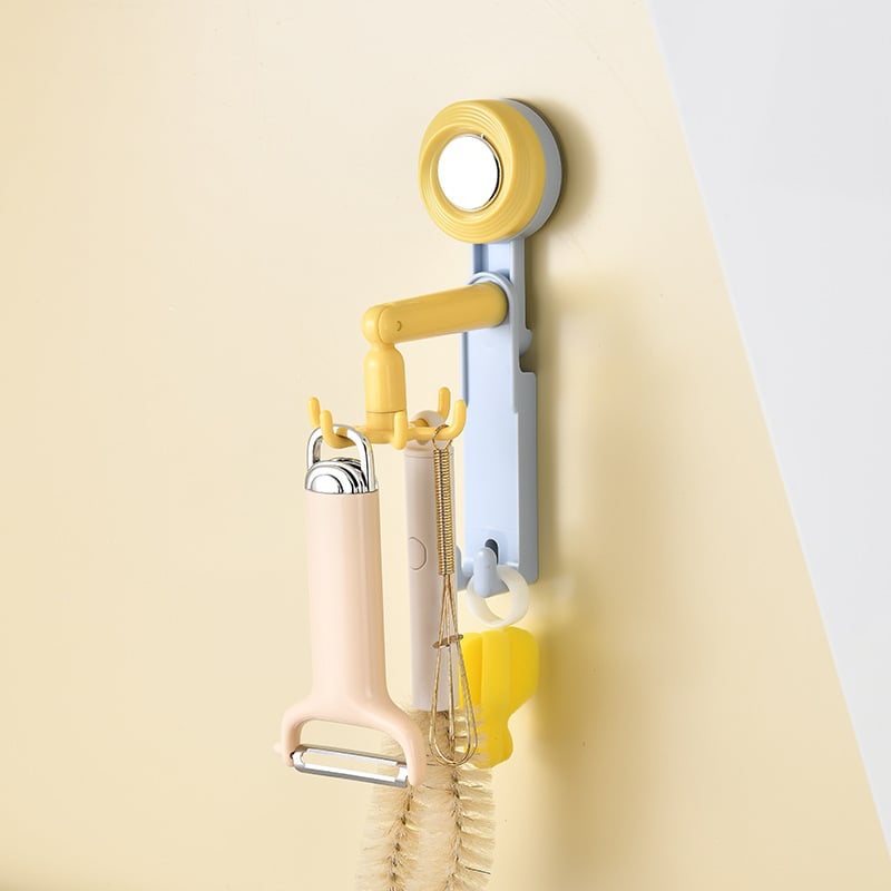 Late wind ABS стенен кухненски органайзер с вакуумна чашка, въртящи се шест зъби за съдове и прибори, тегло 83.5 g