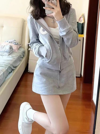 Izšivani Chenille top i suknja set, proljeće 2023, Spandex ispod 30%, casual kostim