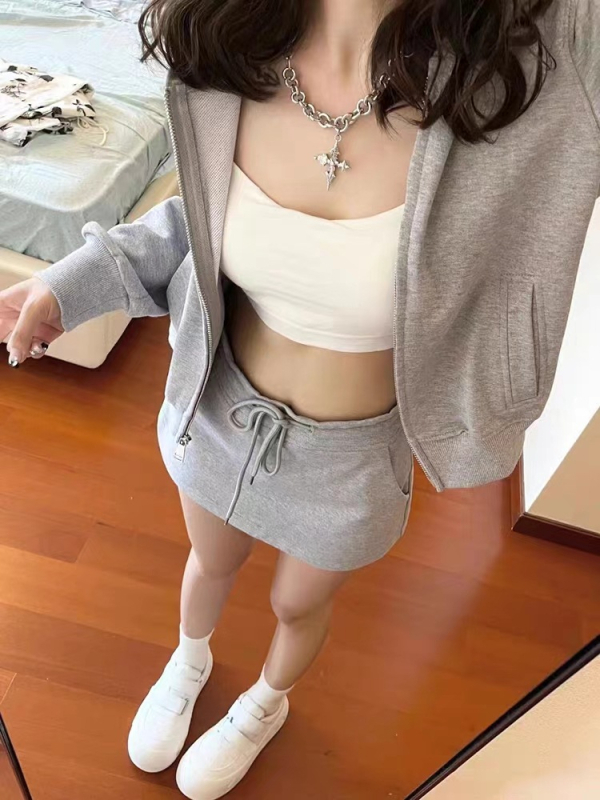 Izšivani Chenille top i suknja set, proljeće 2023, Spandex ispod 30%, casual kostim