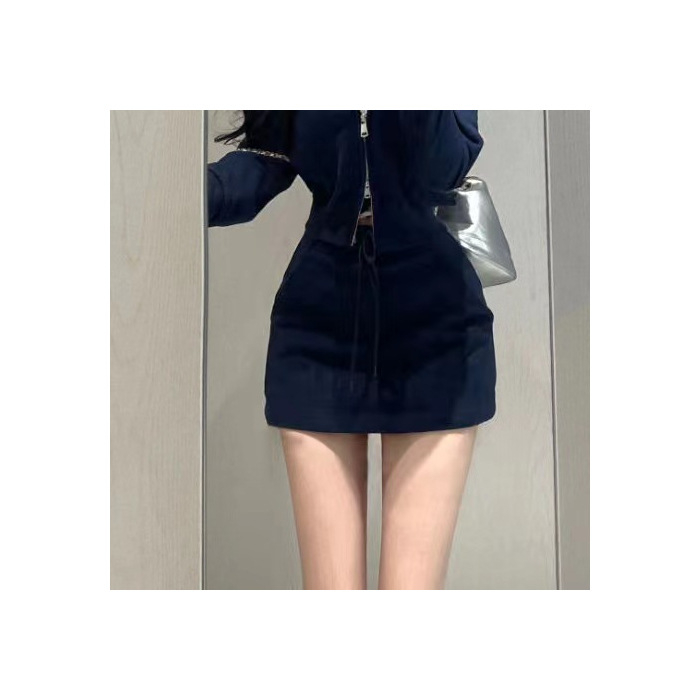 Izšivani Chenille top i suknja set, proljeće 2023, Spandex ispod 30%, casual kostim