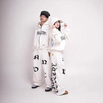 Unisex streetwear komplet s topom od hoodice, dugačke hlače, otisak s slovima/brojevima/tekstom, pamuk-poliester-spandeks mješavina, jesen-zima 2025