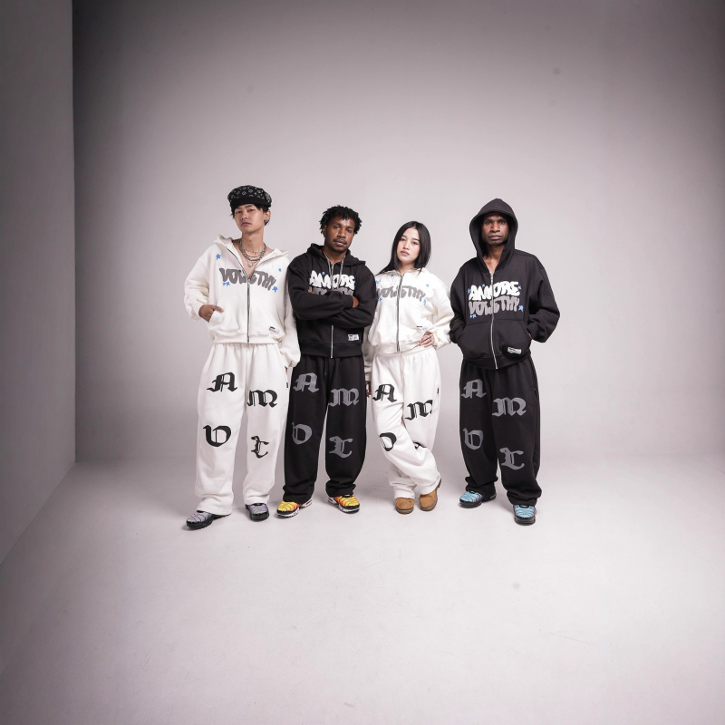 Unisex streetwear komplet s topom od hoodice, dugačke hlače, otisak s slovima/brojevima/tekstom, pamuk-poliester-spandeks mješavina, jesen-zima 2025