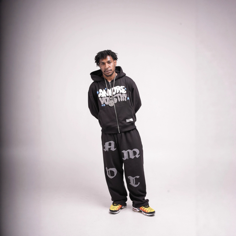 Unisex streetwear komplet s topom od hoodice, dugačke hlače, otisak s slovima/brojevima/tekstom, pamuk-poliester-spandeks mješavina, jesen-zima 2025