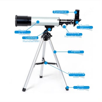 Jiatu F36050 Monokularni astronomski teleskop, povećanje 18x–90x, rezolucija 2 arksekunde