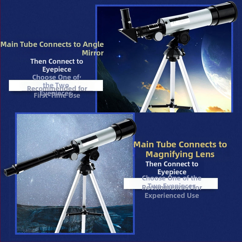 Jiatu F36050 Monokularni astronomski teleskop, povećanje 18x–90x, rezolucija 2 arksekunde