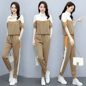 Ženski dvodijelni casual kostim set, proljeće 2023, chenille tkanina s elastanom, top bez rukava i hlače