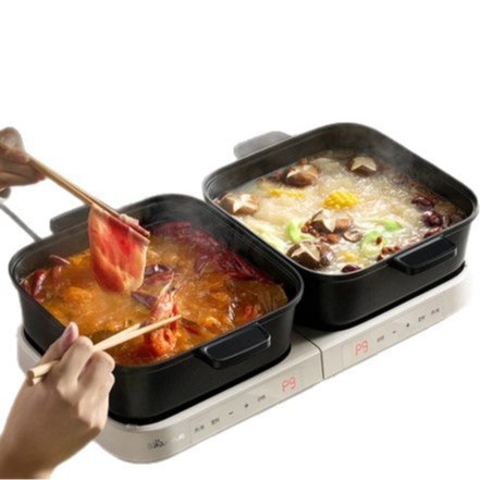 Bear elektromos forró fazék osztott kialakítással, 6 L+ kapacitás, 800 W alatt, mechanikus vezérlés