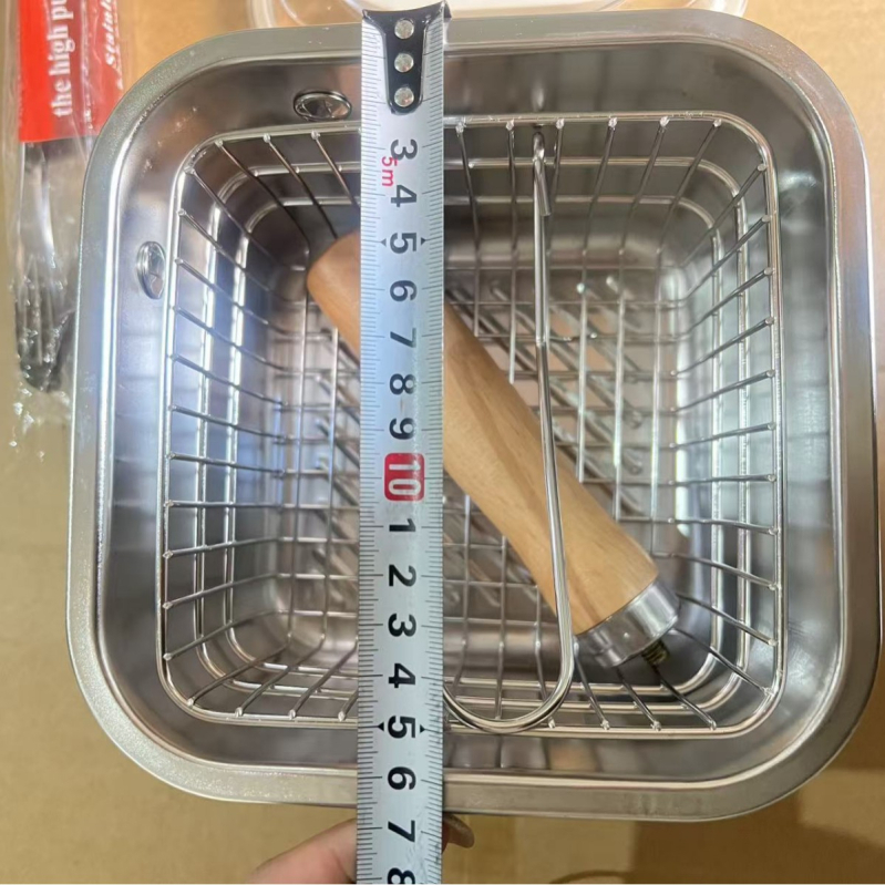 Τετράγωνη κατσαρόλα από ανοξείδωτο ατσάλι, πολυλειτουργική, κορεατικό στυλ, για βράσιμο και τηγάνισμα