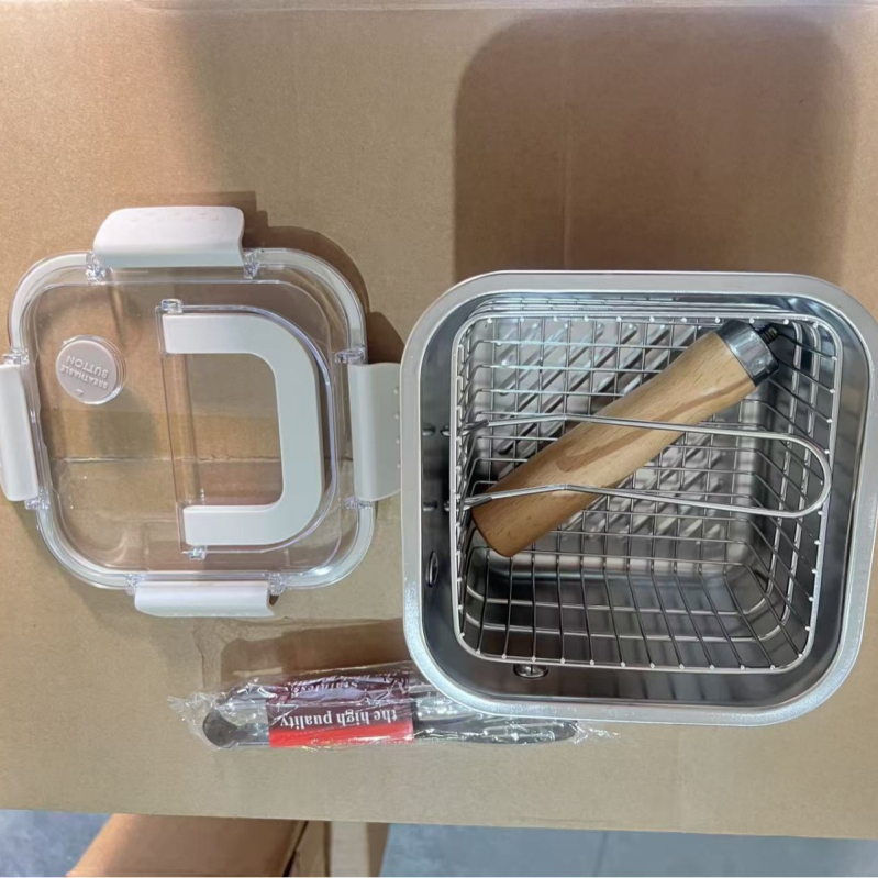 Τετράγωνη κατσαρόλα από ανοξείδωτο ατσάλι, πολυλειτουργική, κορεατικό στυλ, για βράσιμο και τηγάνισμα