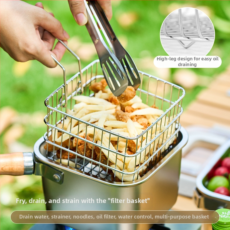 Štvorcová nádoba z nerezovej ocele, viacúčelová, kórejský štýl, na varenie a vyprážanie