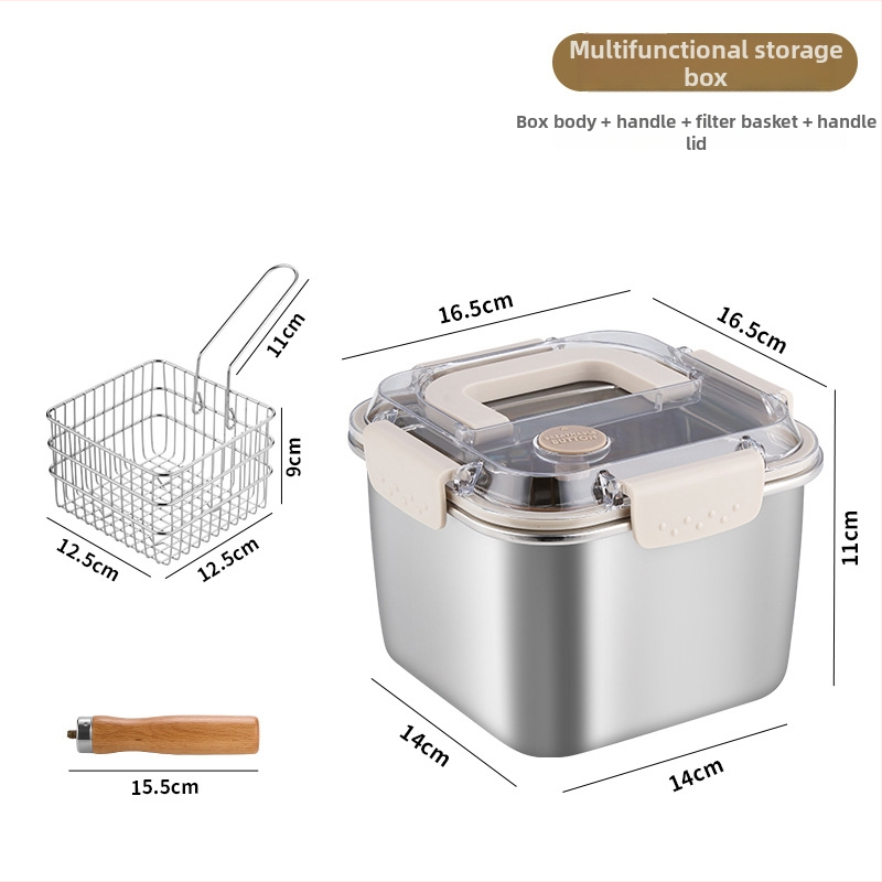 Štvorcová nádoba z nerezovej ocele, viacúčelová, kórejský štýl, na varenie a vyprážanie