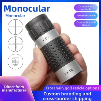 Monokularni teleskop s križnom retikulom za mjerenje udaljenosti, model 7x18, povećanje 7x, vidno polje 8°, izlazna zjenica 18 mm, prijenosno za golf
