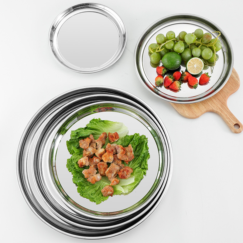 Rozsdamentes acél kerek tál – extrán vastag, fényes felület, szállodai és éttermi használatra