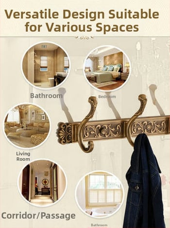 Европейски стил антична стенна закачалка за дрехи и кърпи (Space Aluminum, oxidation finish, East Flame, Light Luxury)