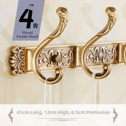 Европейски стил антична стенна закачалка за дрехи и кърпи (Space Aluminum, oxidation finish, East Flame, Light Luxury)