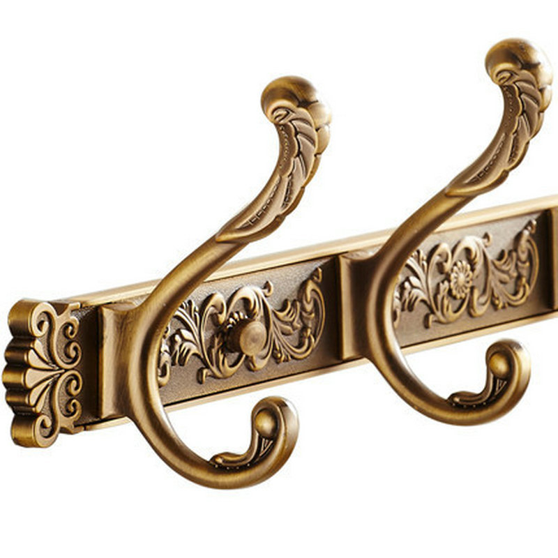 Европейски стил антична стенна закачалка за дрехи и кърпи (Space Aluminum, oxidation finish, East Flame, Light Luxury)