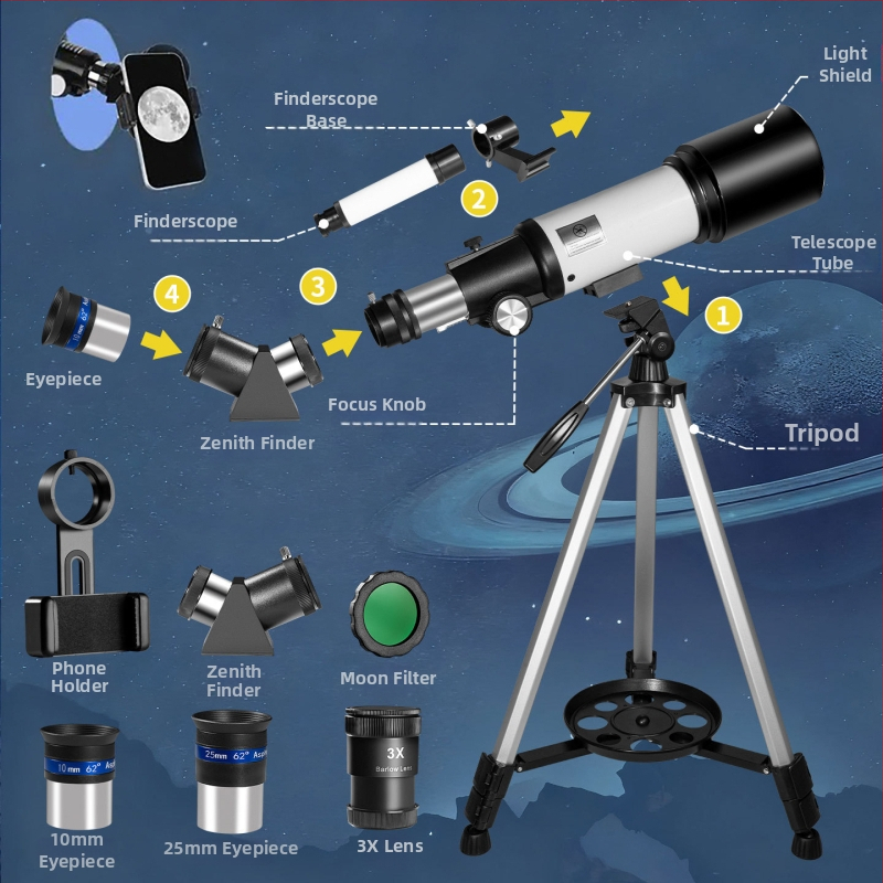 Astronomski teleskop – HABO/HARBO, HD kvaliteta, visoka snaga za promatranje zvijezda i Mjeseca