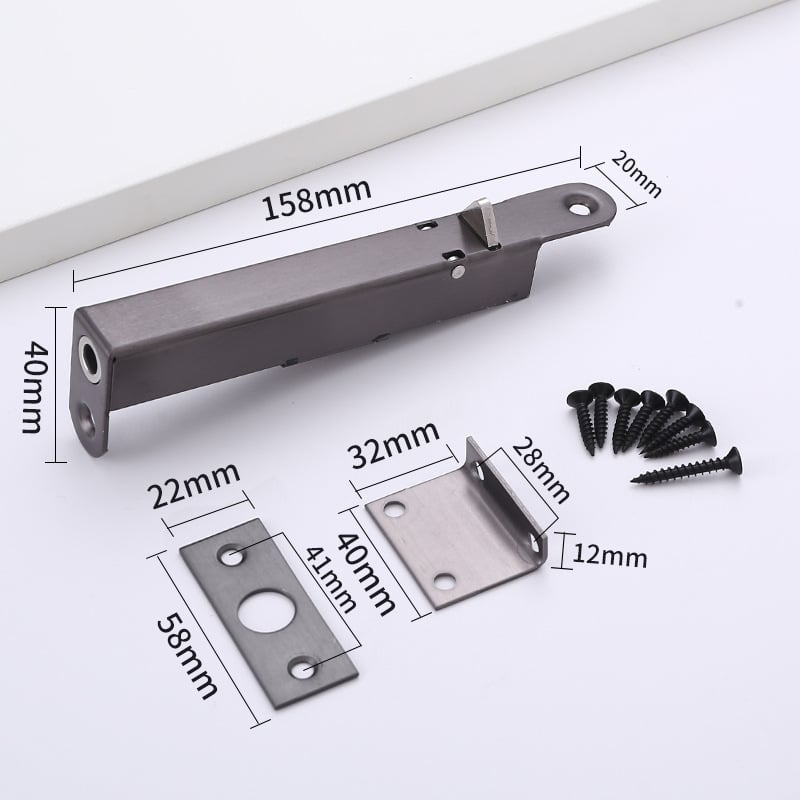 Zăvor automat antifoc pentru uși de trecere, tip B, oțel inoxidabil, finisaj electroplacat