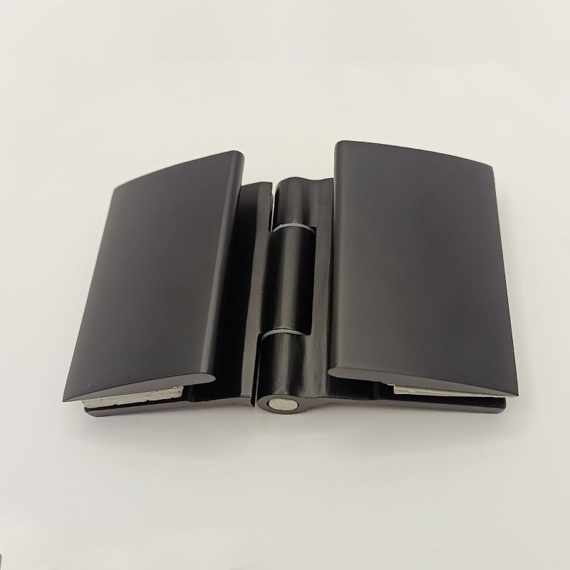 MSD-S108 balama din oțel inoxidabil pentru ușile din sticlă ale băii, deschidere spre interior curbat, 304 oțel inoxidabil, stil modern minimalist