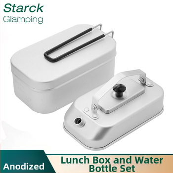 Set čajník a box na obed – anodizované hliníkové HW1041, 258 g, prenosný, ručný, pre 1–4 osoby